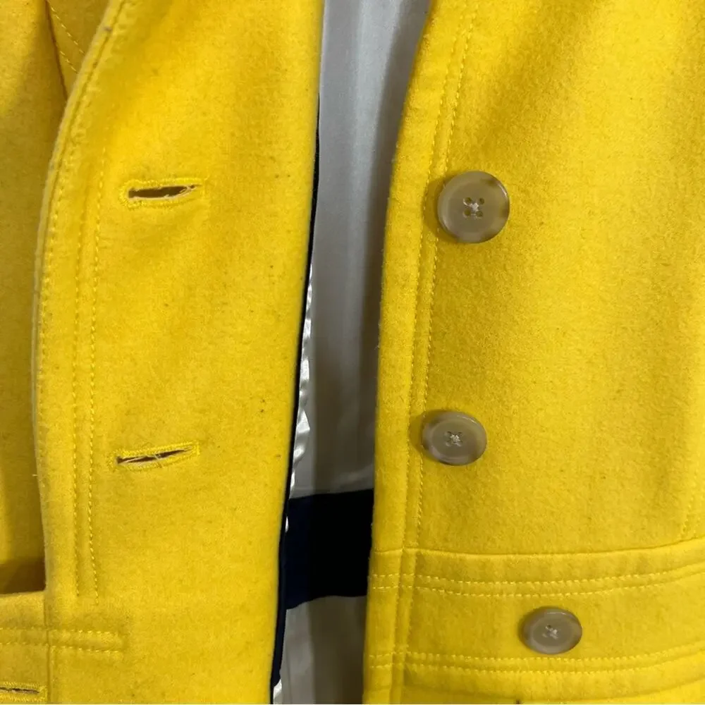 J Crew Stadium Cloth Majesty Bright Yellow Pea Coat Jacket Size 8 - Picture 10 of 13